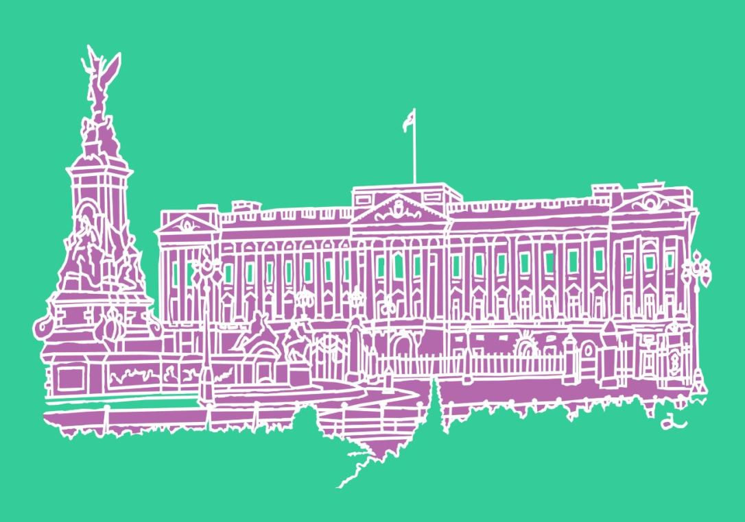 PA4 Buckingham Palace (Emerald, Violet and White) Canvas